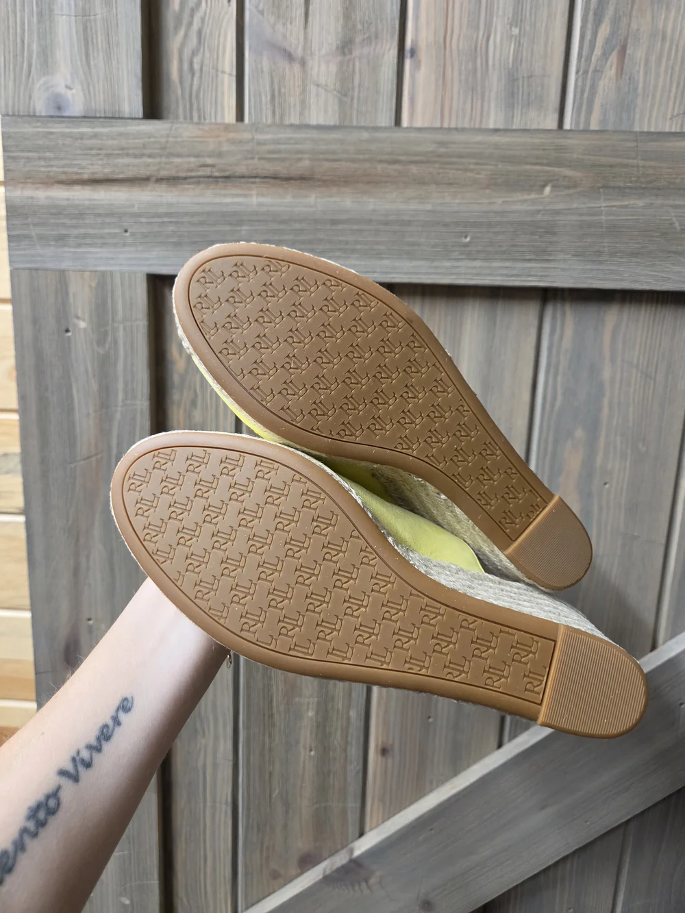 Lauren Ralph Lauren Yellow Espadrille Wedge Mule